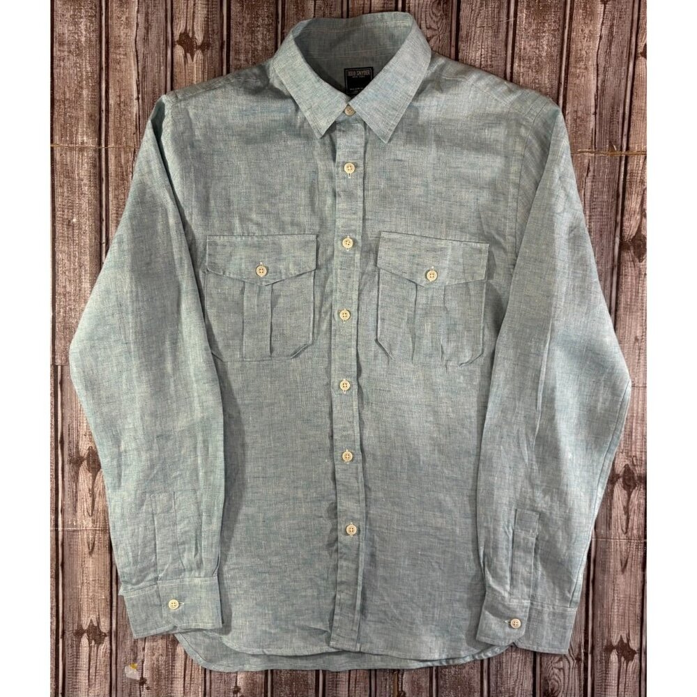Todd Snyder Italian fabric linen utility Shirt Sz Medium color blue NWT Portugal
